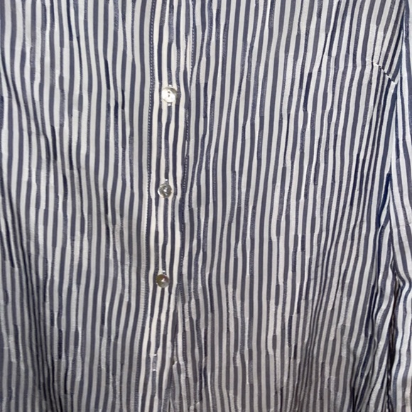 ST.JOHN stripe shirt blue beige size 4 - Picture 7 of 11